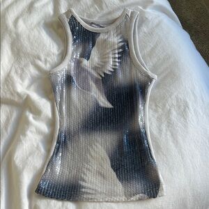 Sequin Dove Print Tank Top